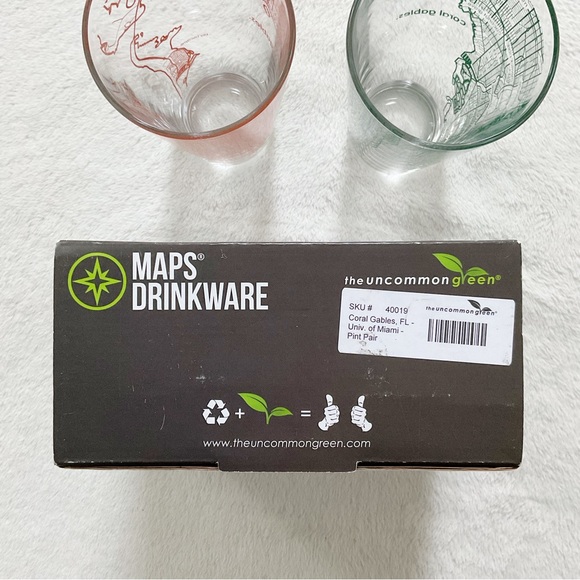 University of Miami Maps Drinkware Coral Gables Two 16 Oz. Pint Glasses - Picture 13 of 16